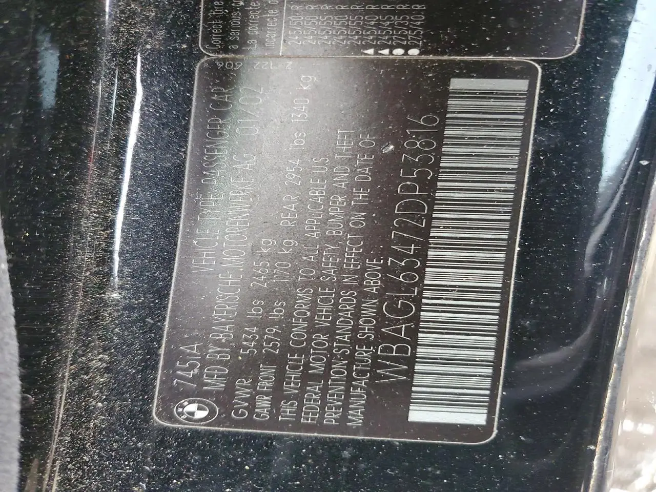 WBAGL63472DP53816 BMW 7 SERIES 2001 BLACK Photo 12