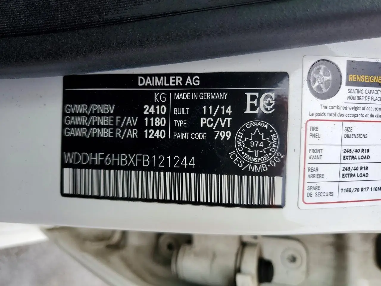 WDDHF6HBXFB121244 MERCEDES-BENZ E-CLASS 2015 WHITE Photo 12