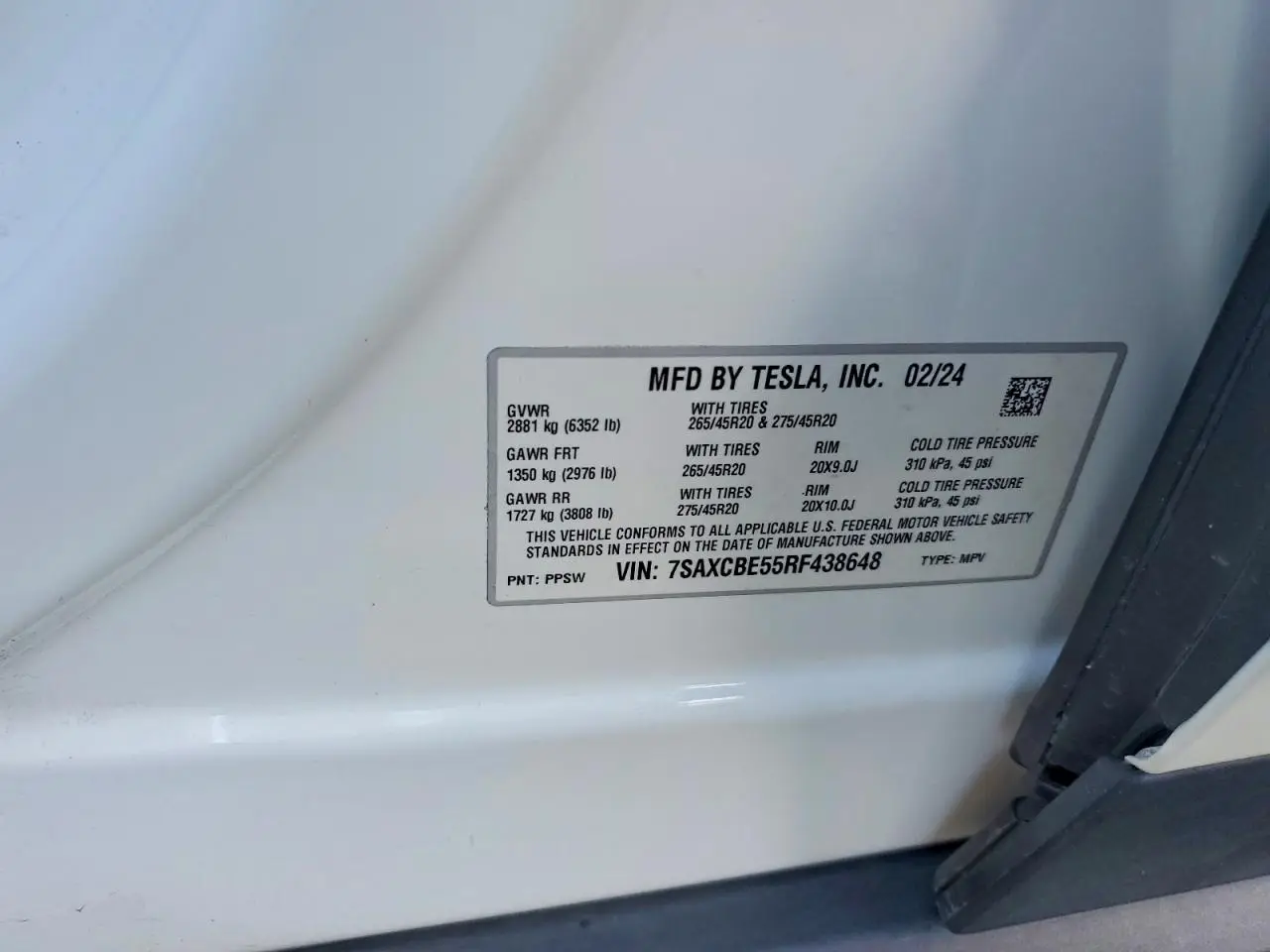 7SAXCBE55RF438648 TESLA MODEL X 2024 WHITE Photo 12